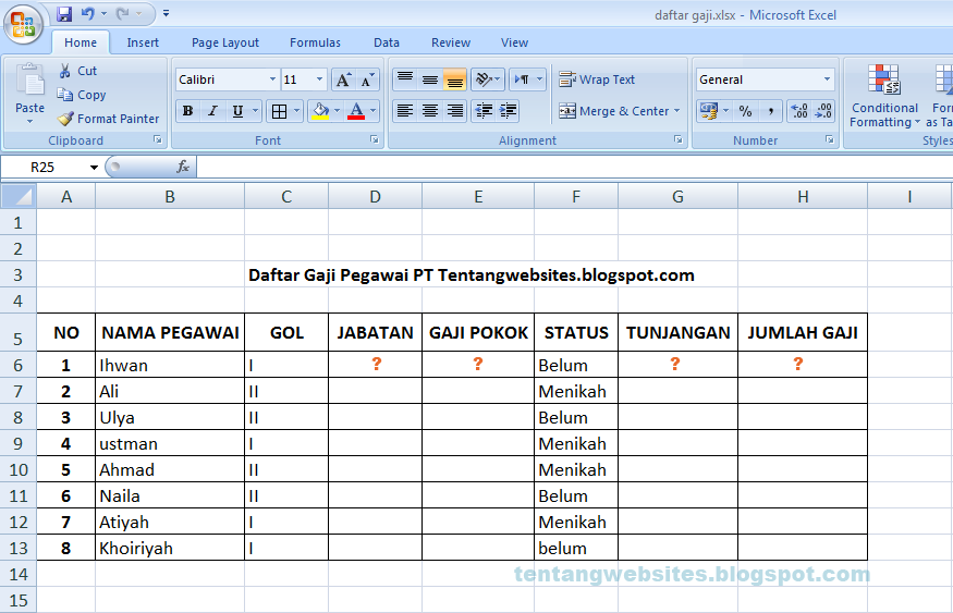 Cara membuat Tabel daftar gaji karyawan di microsoft excel