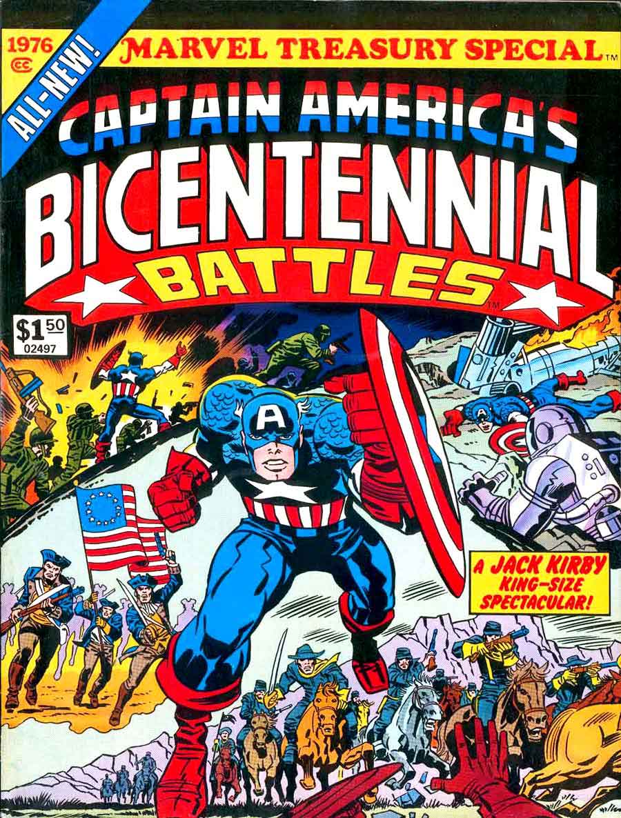 Captain America’s Bicentennial Battles / Marvel Treasury Special bronze age 1970s marvel comic book cover art by Jack Kirby