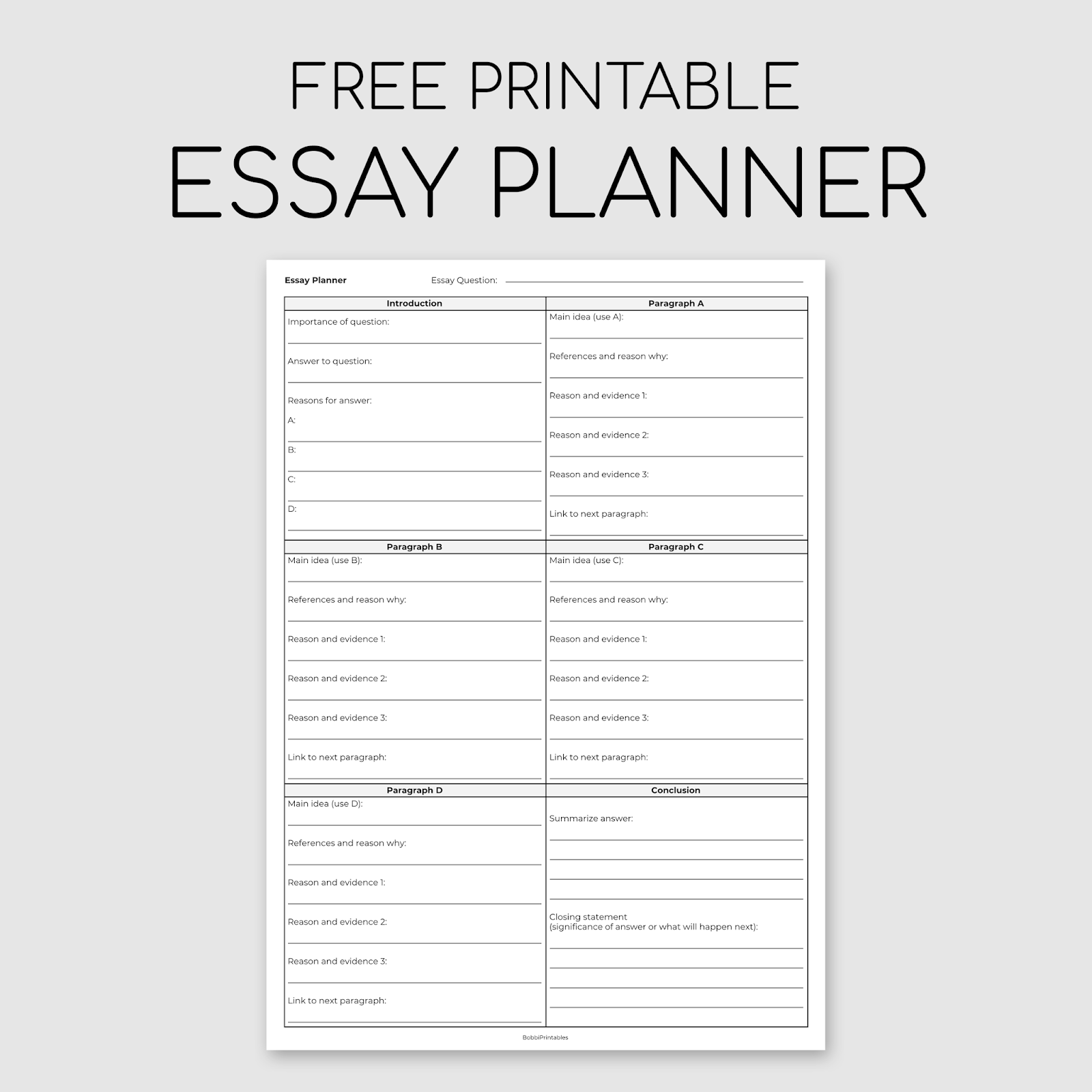essay plan template free