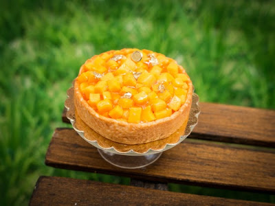 Mango tart miniature food for dollhouse 12th scale