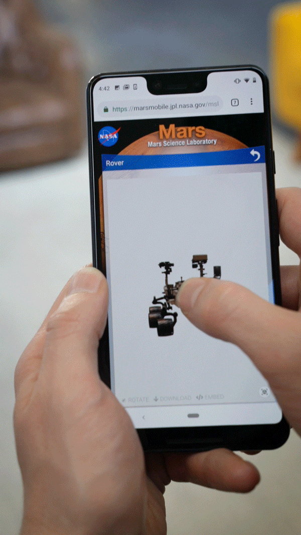 Mobile example of NASA.gov Curiosity Rover in use