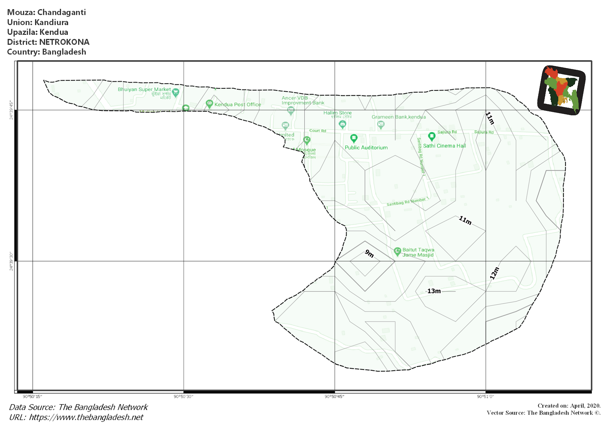 Map of Chandaganti Mouza of Kendua Upazila, NETROKONA Map of Chandaganti Mouza of Kendua Upazila, NETROKONA, Bangladesh.
