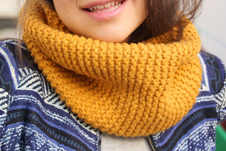 DIY Cómo hacer un cuello de lana o bufanda cerrada a punto bobo