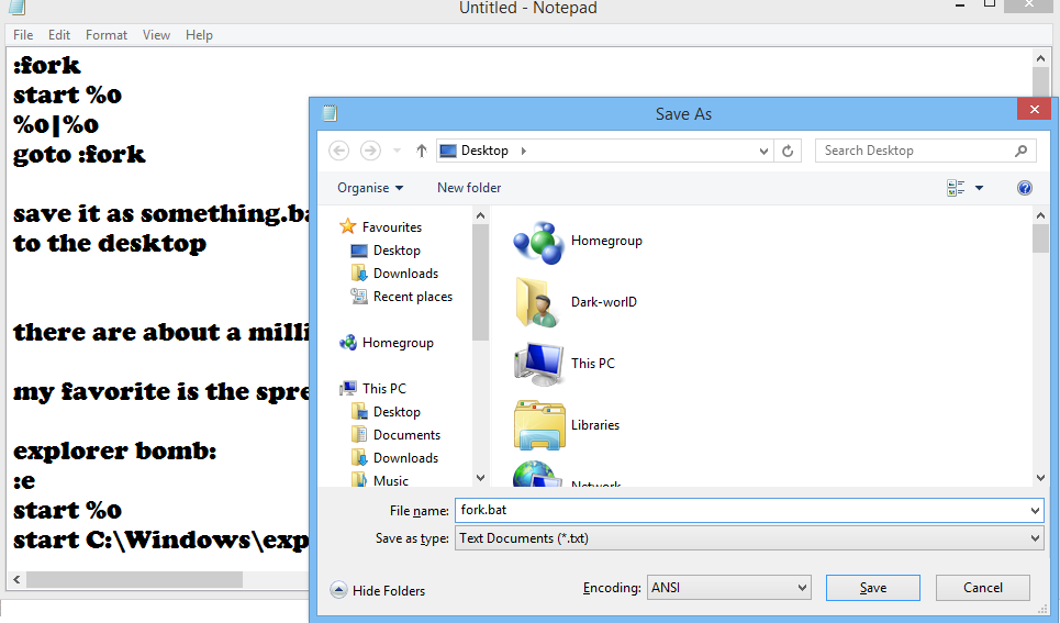 how to make a fork bomb exe