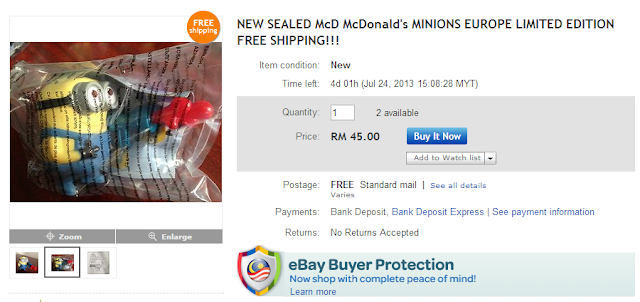 Beli Patung Minion McD Semurah RM499.90 Di eBay - Budak 