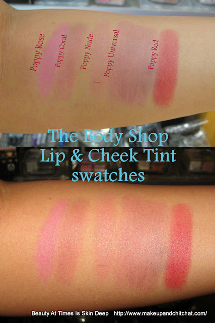 The Body Shop Lip & Cheek Tint Swatches| The Body Shop Lip & Cheek Tint Poppy Universal Swatches