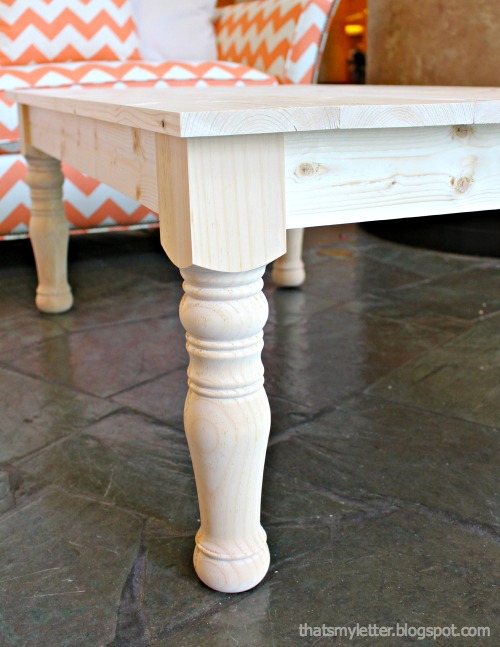 Diy Planked Coffee Table Jaime Costiglio The Legs Are Prefabricated Unfinished Pine Colonial Coffee Table From Osborne Wood Has Tons Of Leg Options To Choose As Well Many