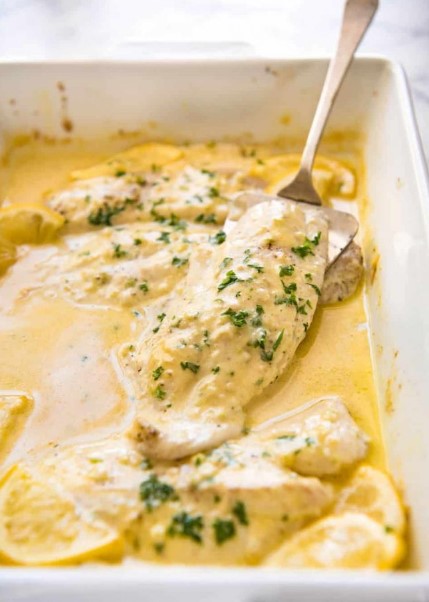 BAKED FISH WITH LEMON CREAM SAUCE BAKED FISH WITH LEMON CREAM SAUCE