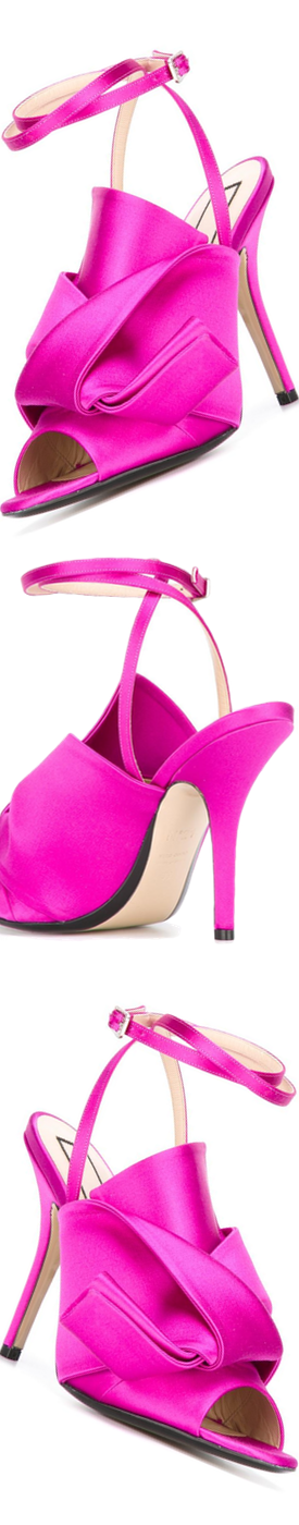 Nº21 Knotted Satin Sandals in 330 Fucshia