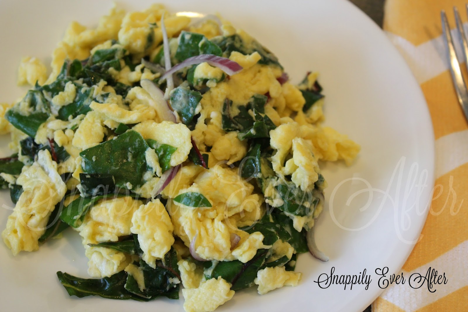 Snappily Ever After Swiss Chard Scrambled Eggs
