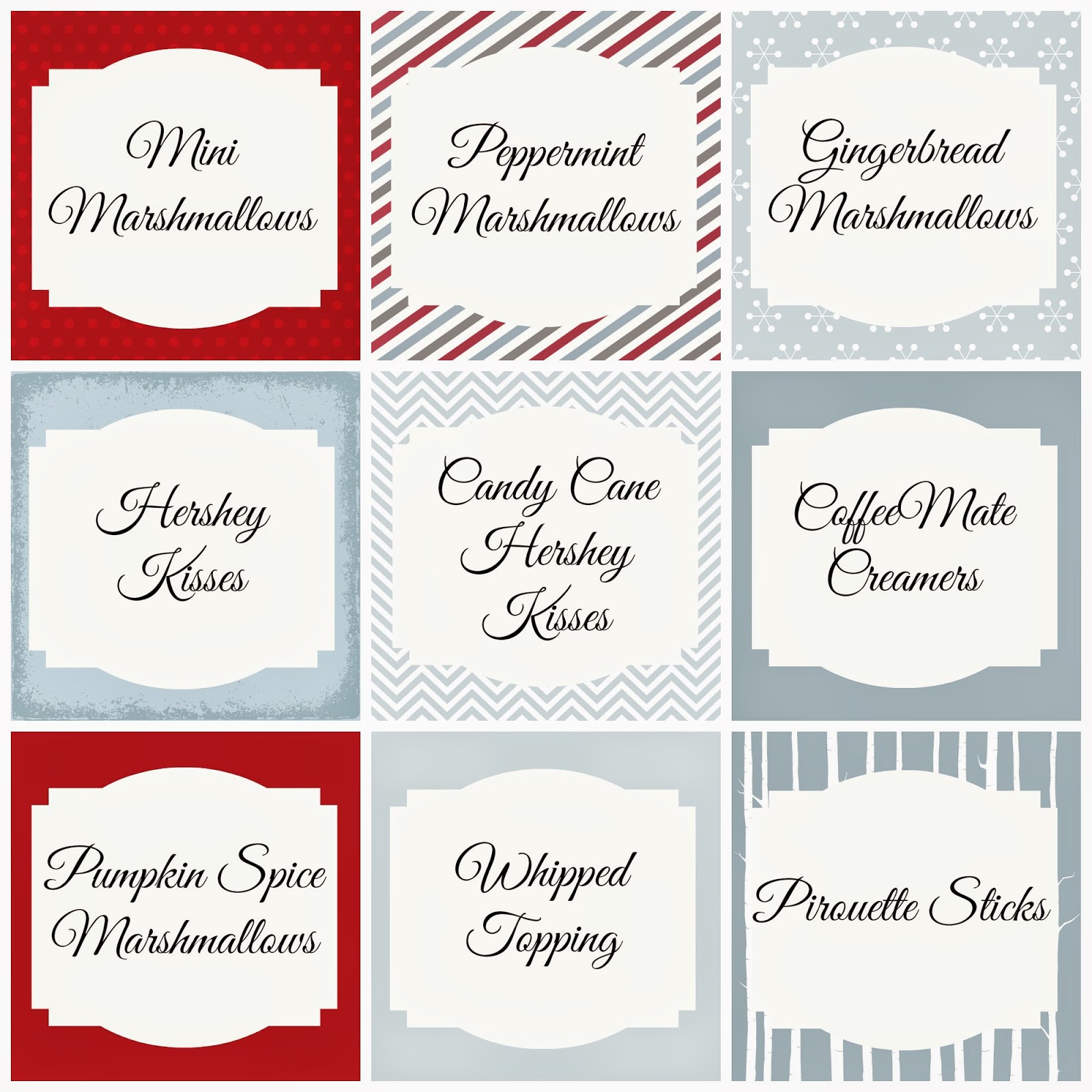 Free Printable Hot Chocolate Bar Labels