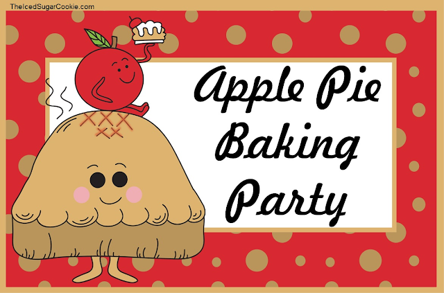 Apple Pie Baking Party Food Label Tent Cards-Printable Template DIY Cutout-Apple Pie Baking Party, Apples, Pie Crust, Baked Apple Pie-Fall or Thanksgiving Food Cards by The Iced Sugar Cookie