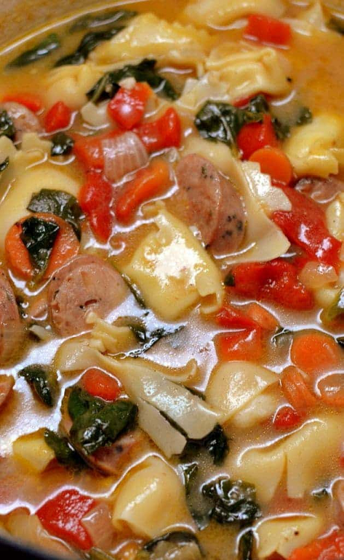 cheesy tortellini sausage soup recipe
