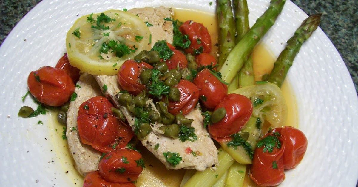 From Katie S Kitchen Turkey Cutlets With Tomato Asparagus And Capers