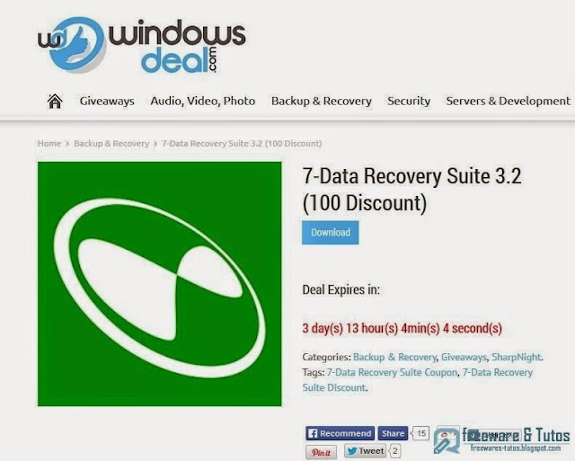 Offre promotionnelle : 7-Data Recovery Suite 3.2 gratuit !