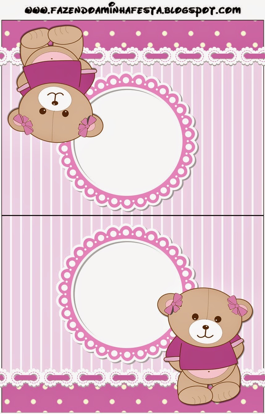Cute Girl Bear in Lilac Free Printable Labels.