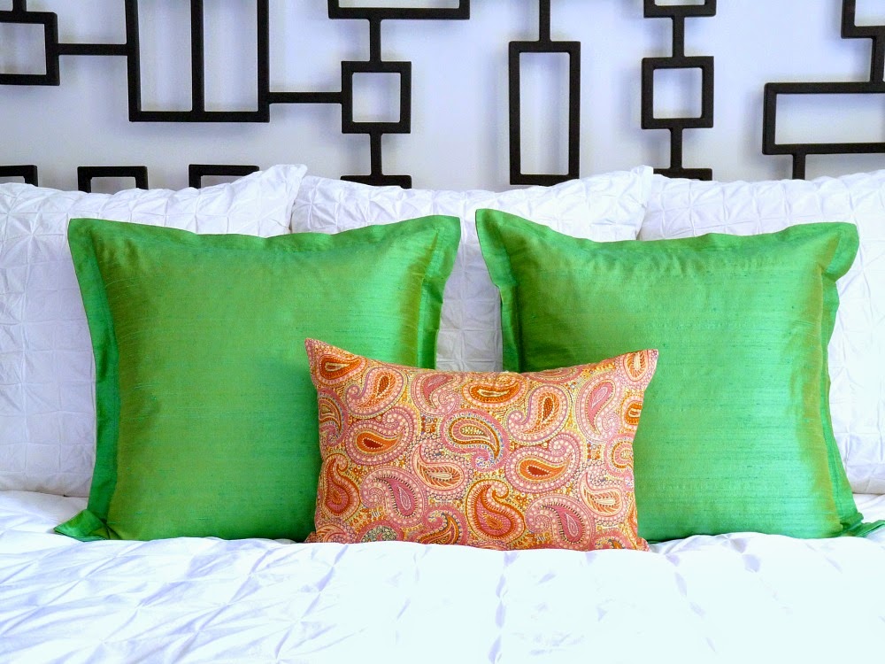 Green silk accent pillows Green silk accent pillows