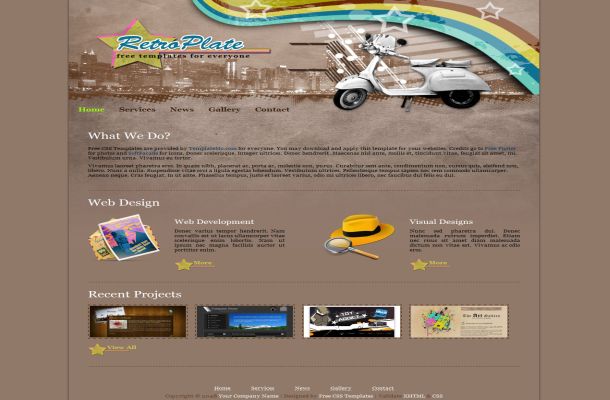 Free Vector Brown Retro HTML Website Template