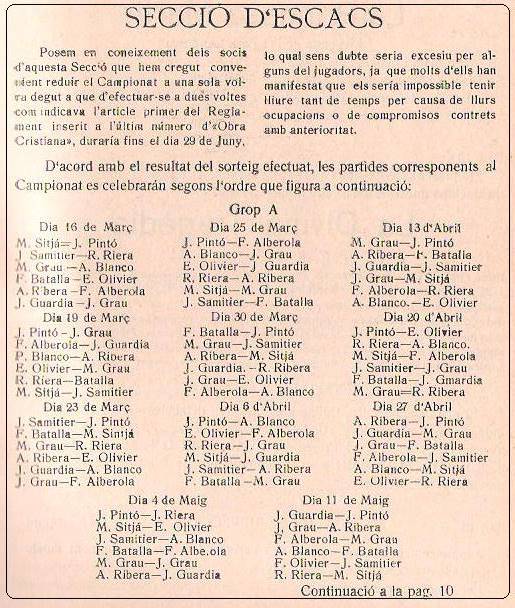 Obra Cristiana nº 93, Abril de 1930, rondas Social - Grupo A