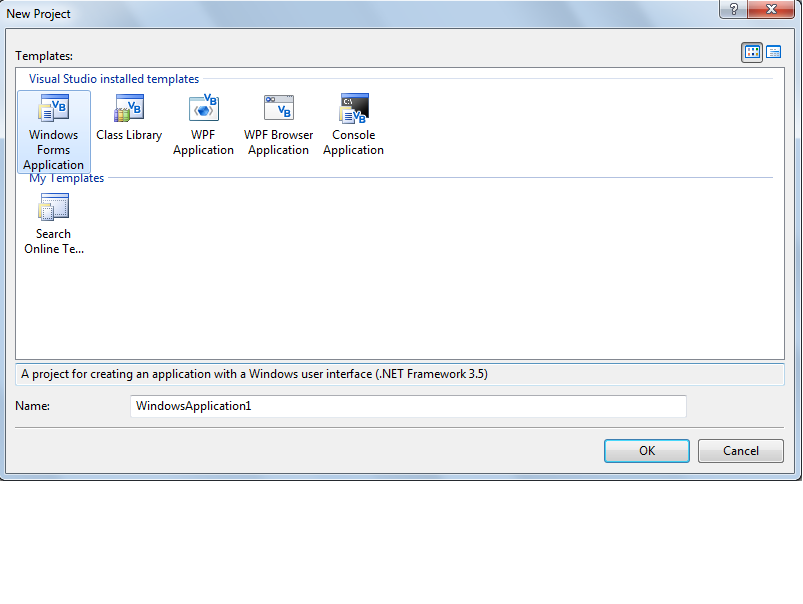 Application window. Шаблону windows forms application..