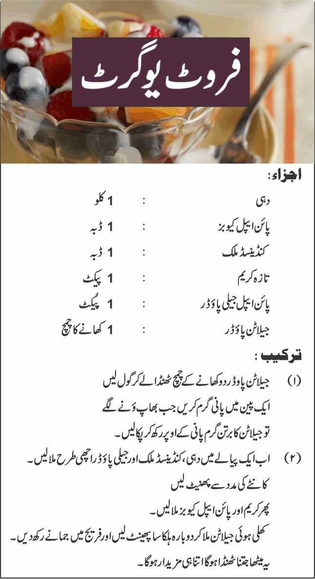 Fruit Yogurt Recipe In Urdu فروٹ یوگرٹ Urdu Recipes