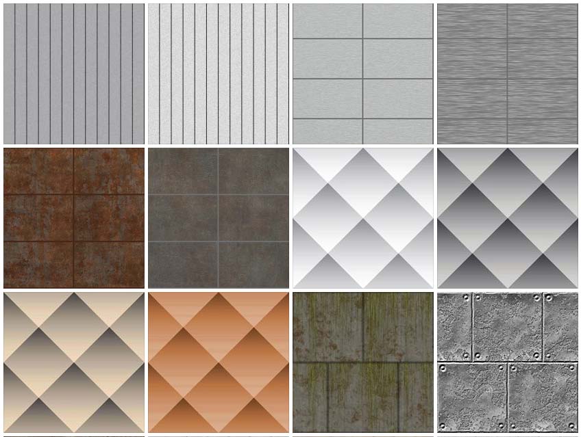 SKETCHUP TEXTURE: METALS TEXTURE, METALS PANELS, PERFORATED SHEET, CLADDING