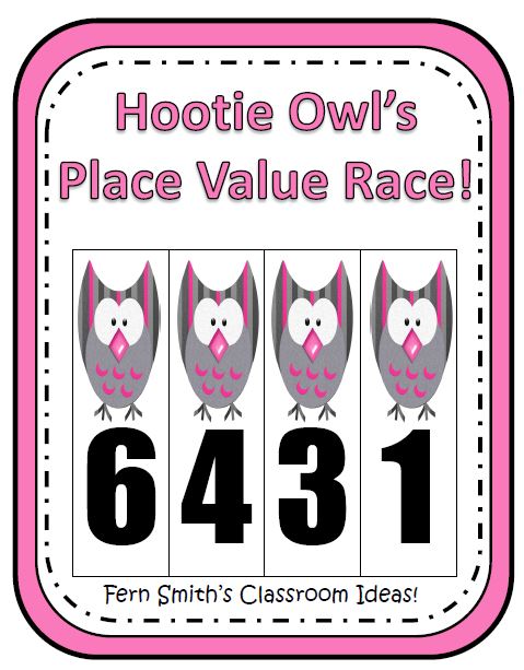 Place Value Race Game Hootie Owl Themed