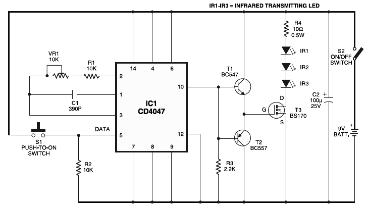 Long Range/Distance Infrared Transmitter - The Circuit