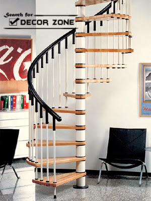 spirals staircase designs with wooden kits for small homes