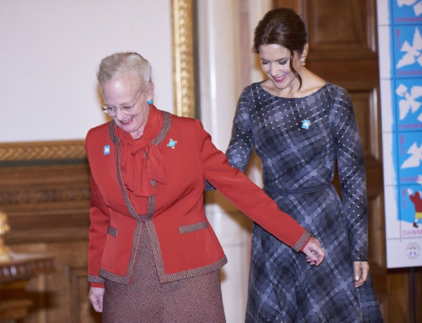 Queen Margrethe and Princess Mary at presentation of Christmas Seal 2015