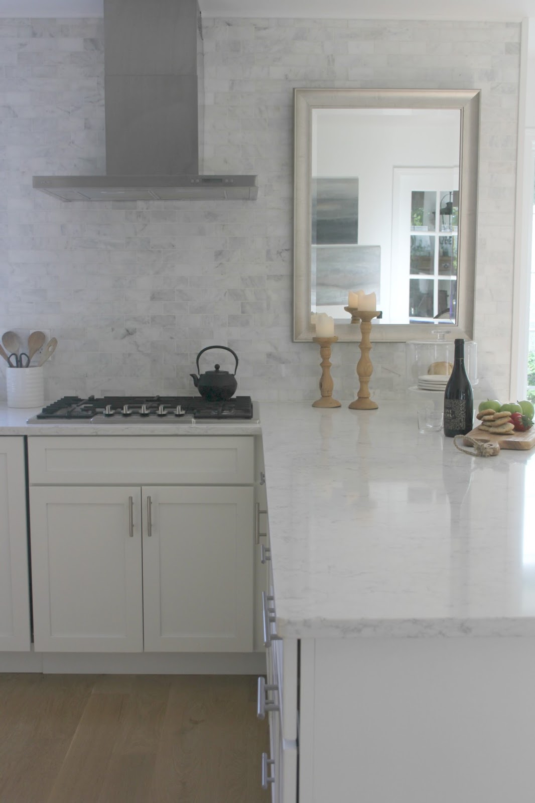 Viatera quartz counterop - Minuet. European farmhouse style and French Nordic cottage decor in our fixer upper - Hello Lovely Studio. Come see the renovation photos in Before & After: European Country Style Fixer Upper.