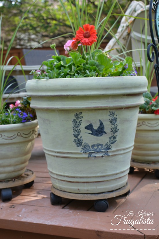 Terracotta Pots Get French Country Style The Interior Frugalista After Adding A French Typography Graphic To Painted Pots