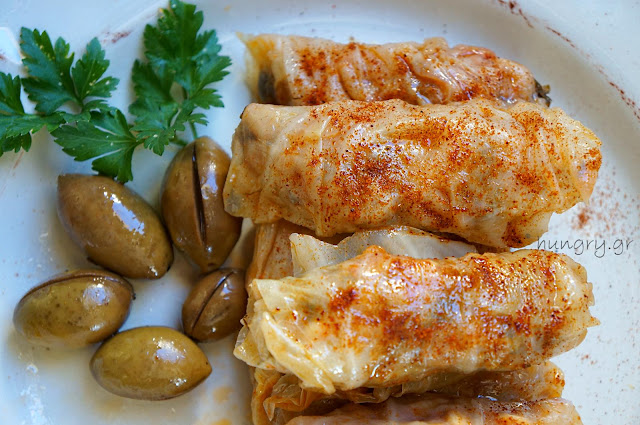 Cabbage Roll with Leek & Red Sauce