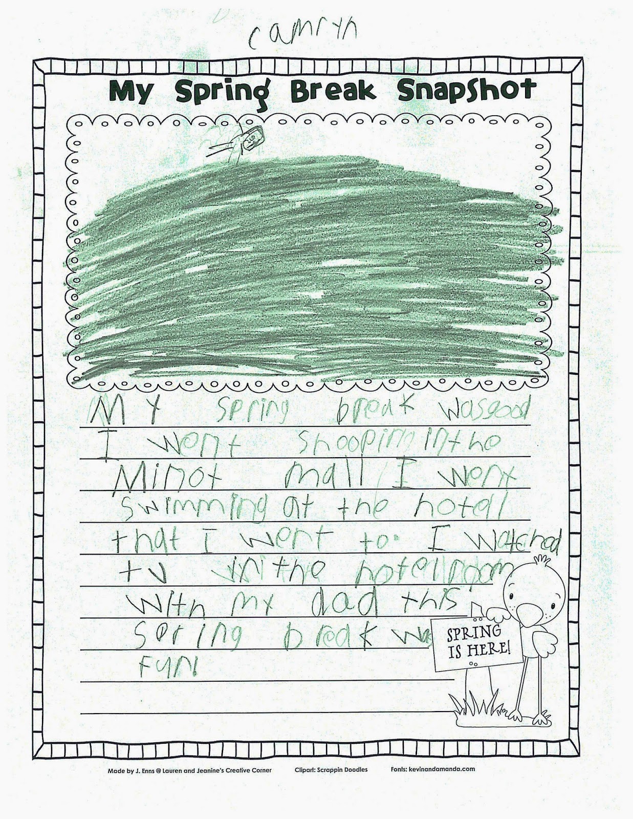 The Passionate Educator a blog by Mrs. Obach Spring Break Snapshot!