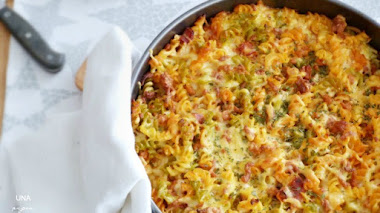 Pudin de macarrones con jamón