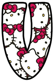 Abecedario lleno de Caras de Hello Kitty. Alphabet Filled with Hello Kitty Faces.