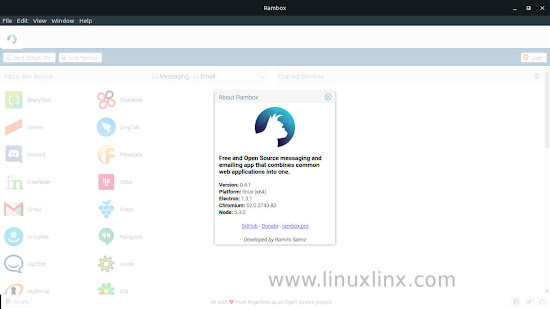 install Rambox v0.4.1 messaging & emailing app on Ubuntu / Linux Mint
