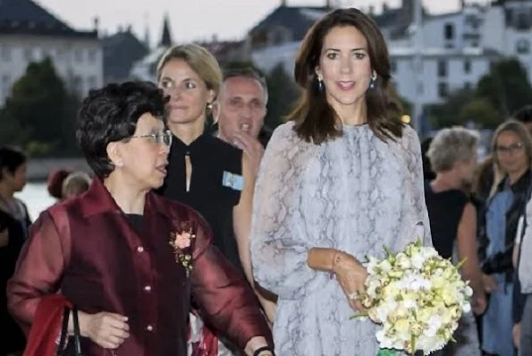 Crown Princess Mary wore a Zimmermann Seer Snake Dress, wore a Gianvito Rossi pump
