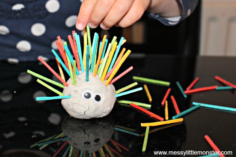 clay craft for kids - clay hedgehog craft