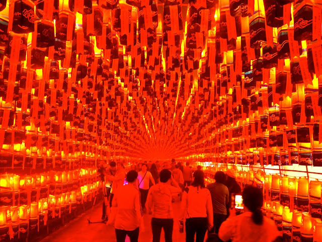 Red lantern tunnel at Jinju Lantern Festival, South Korea