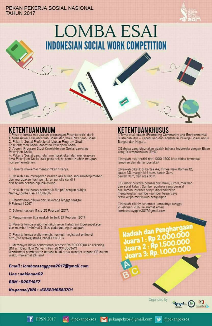 Lomba Esai Pekan Pekerja Sosial Nasional (PPSN) 2017 Lomba Esai Pekan Pekerja Sosial Nasional (PPSN) 2017