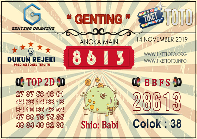 Prediksi Togel GENTING DRAWING TIKETTOTO 14 NOVEMBER 2019