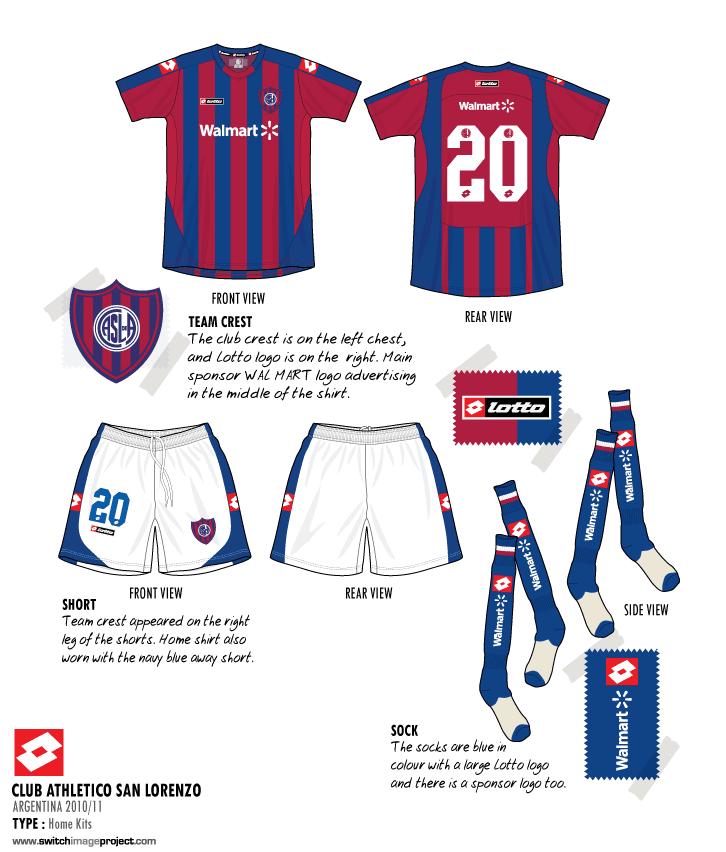 Football teams shirt and kits fan: San Lorenzo 2010-11 Home kits