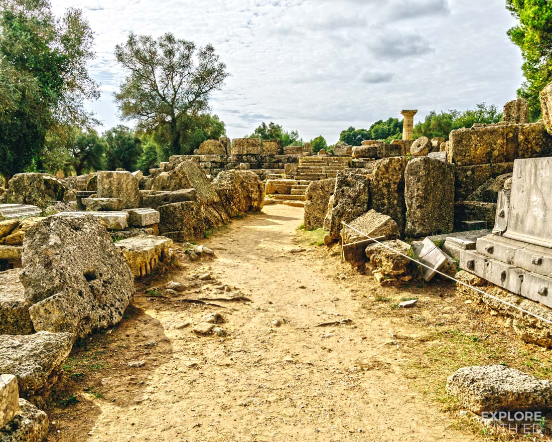 Temple of Zeus remains in Olympia