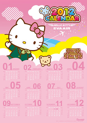 Hello Kitty free printable 2012 calendar or calendar for desktop wallpaper background 5166x7308
