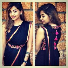 simple saree with designer blouse