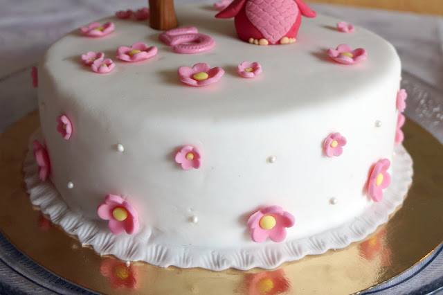 pink owl cake
