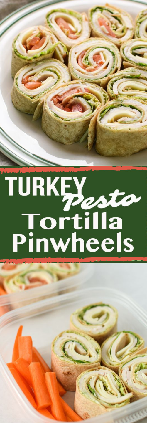 TURKEY PESTO TORTILLA PINWHEELS #healthyeat #turkey
