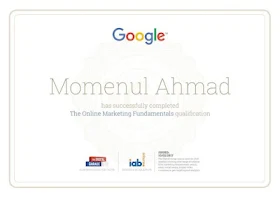 Google Certified Online Marketing Professional Momenul Ahmad