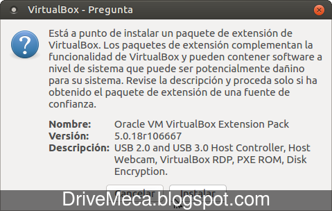 DriveMeca instalando Virtualbox en Linux Ubuntu 16.04 LTS paso a paso